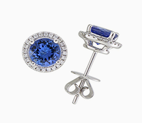 Tanzanite and diamond studs