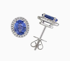 Oval Tanzanite Diamond Studs