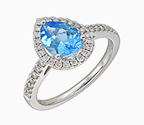 Blue topaz pear ring
