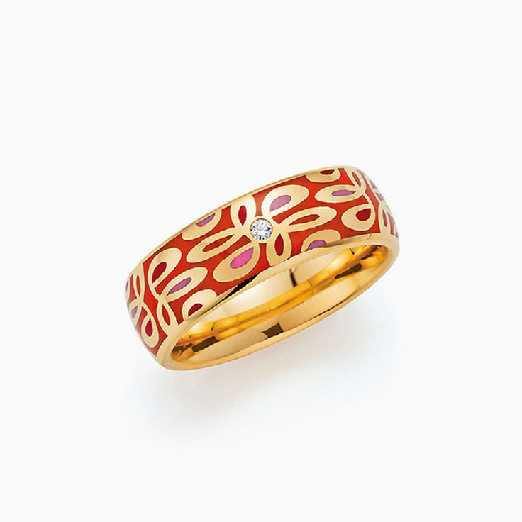 Red Ceramic gold ring