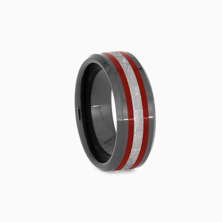 Black Ring with Red Stripes Meteorite