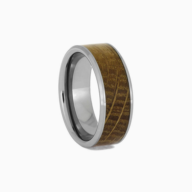 Tungsten Whiskey Barrel Oak Wood Ring