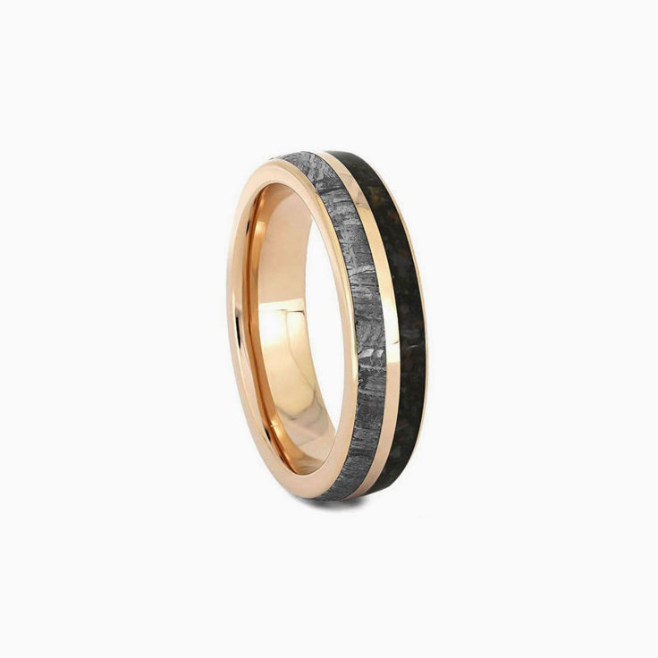 Dinosaur Bone Meteorite Wedding Band