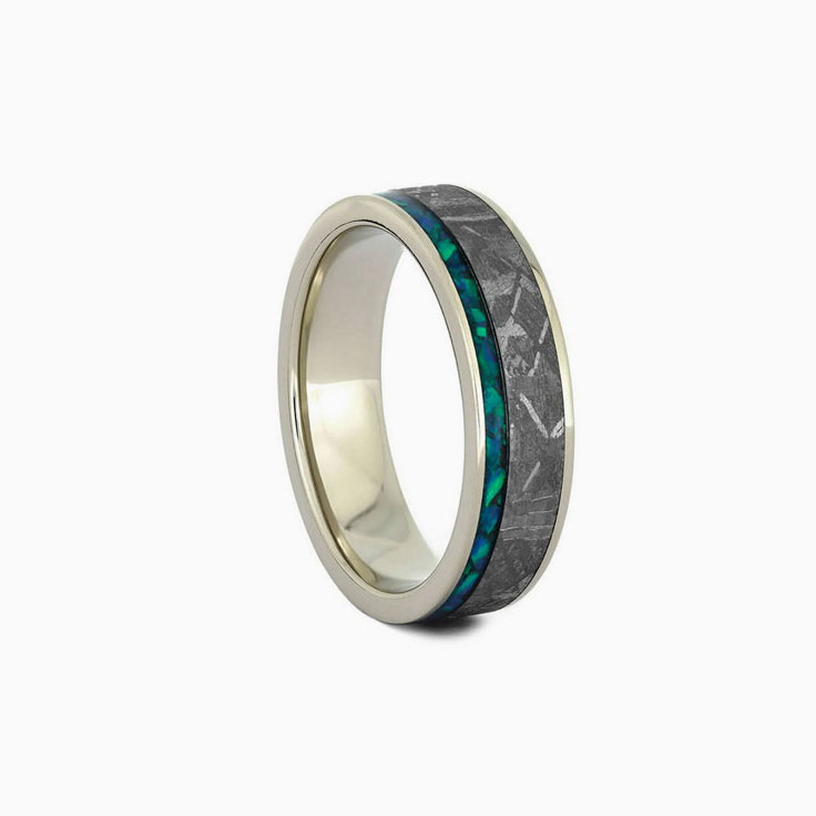Blue Opal Meteorite ring