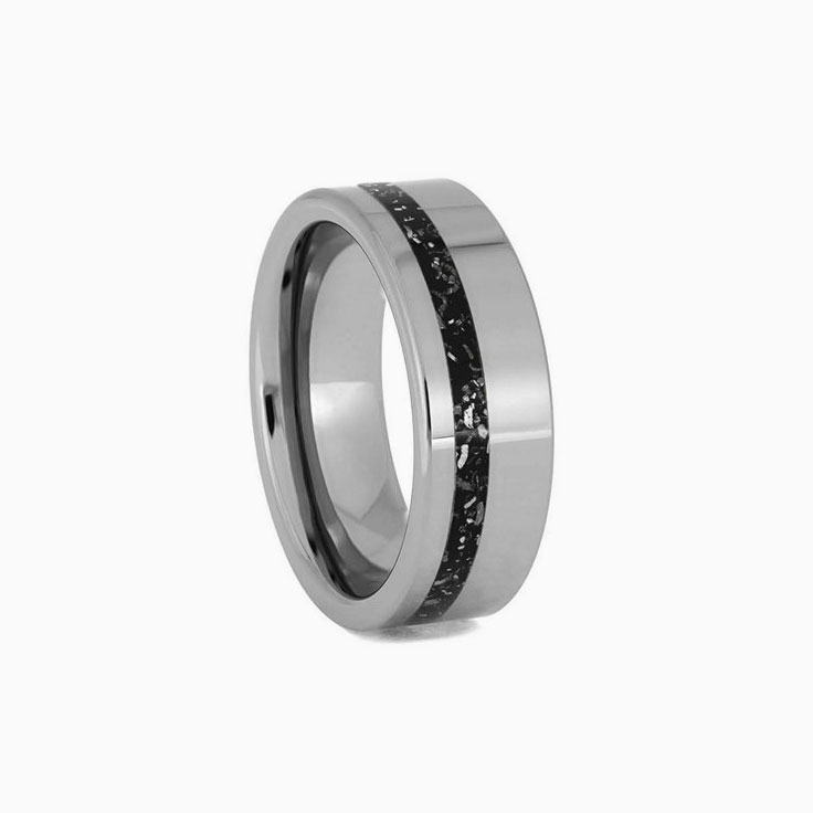 Black Stardust with Meteorite Ring