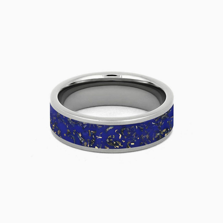 Blue Stardust Mens Wedding Band