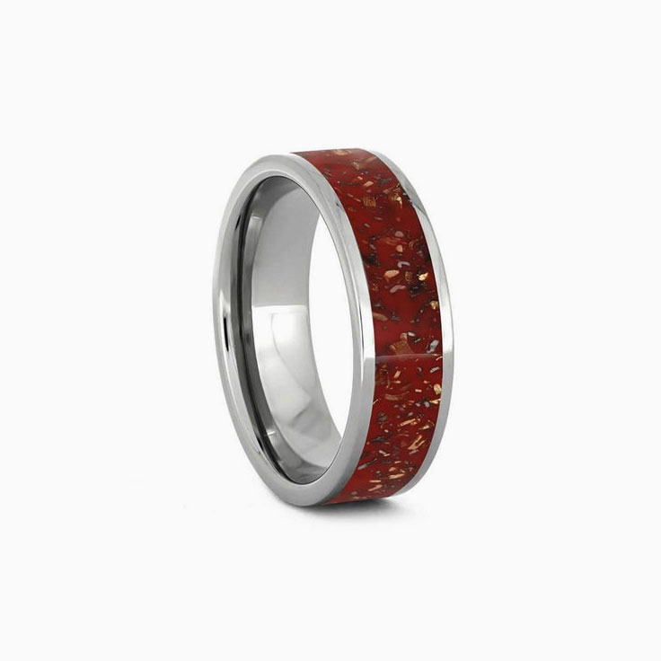 Red Stardust Mens Wedding Band