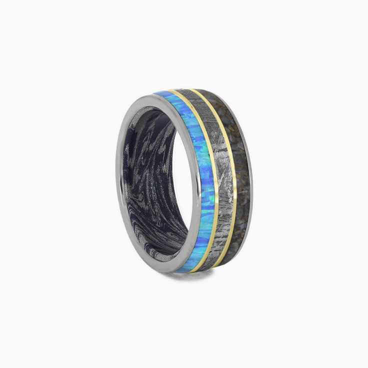 Meteorite With Mokume And Gold Pinstripes