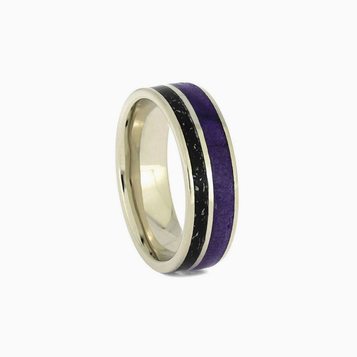 Black Stardust Band Purple and Black Ring