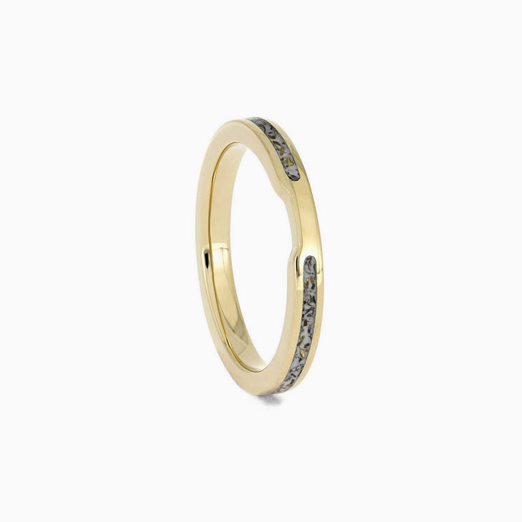 Womens Wedding Band with White Stardust and Yellow Gold