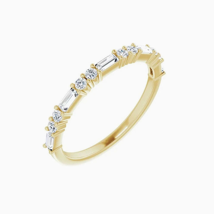 Baguette and Round Wedding Band