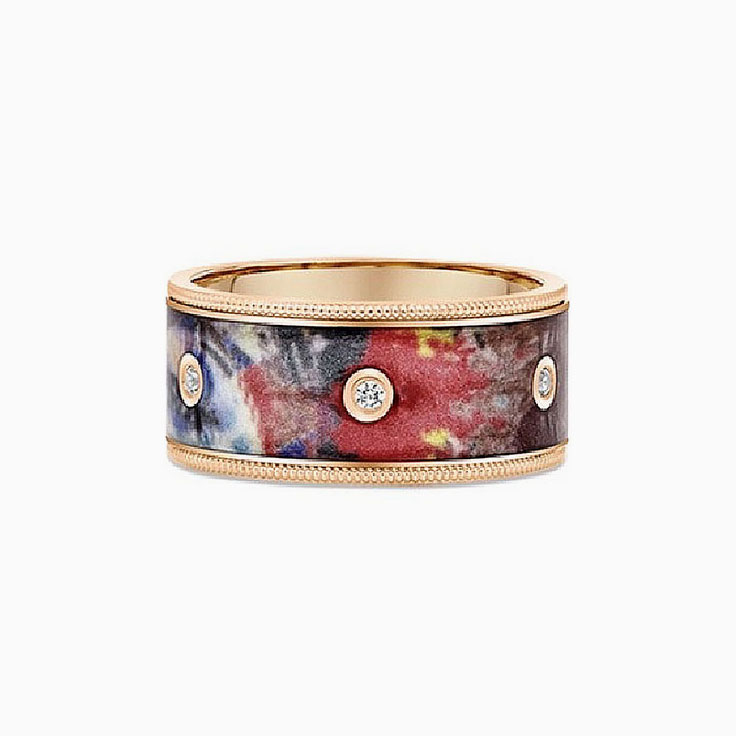 Ceramic Milgrain Gold Ring