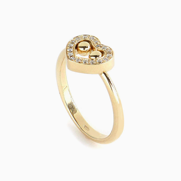 Gold Heart Ring With Diamonds