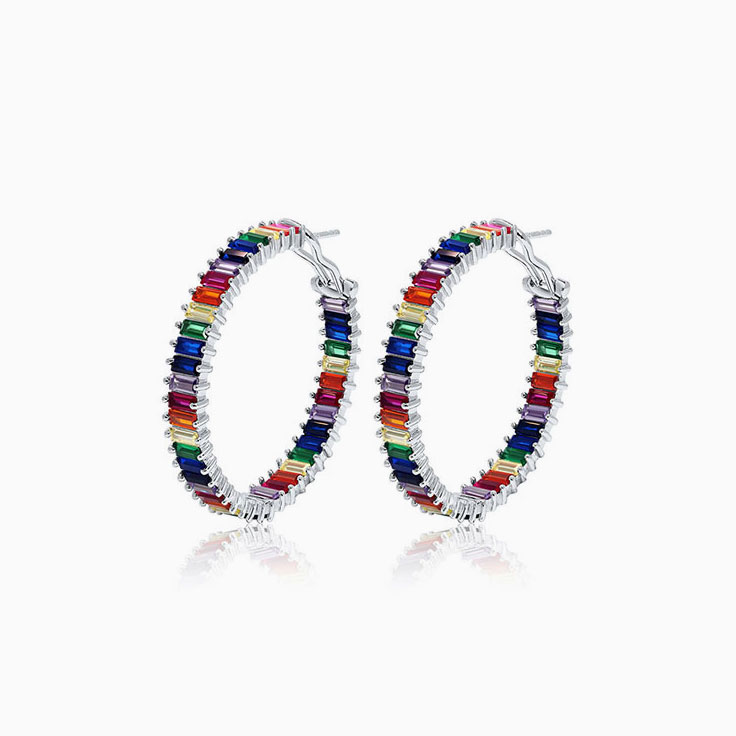 Rainbow Gold Hoops