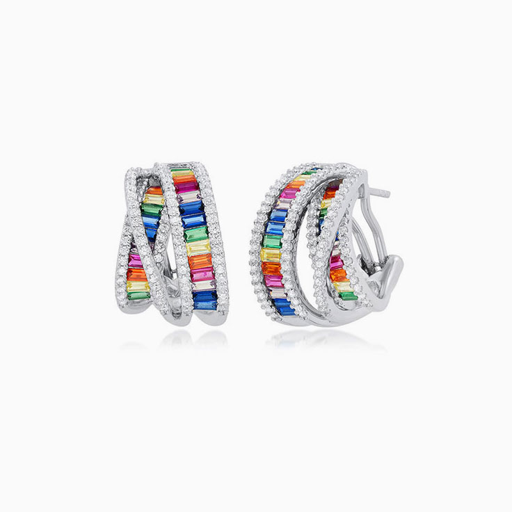 Diamond And Sapphire Rainbow Intertwined Studs