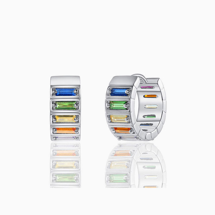 Bezel Set Rainbow Huggies