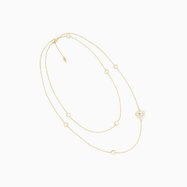 White Kogolong and Diamond Heart Necklace