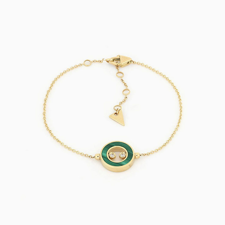 Malachite And Diamond Circle Bracelet