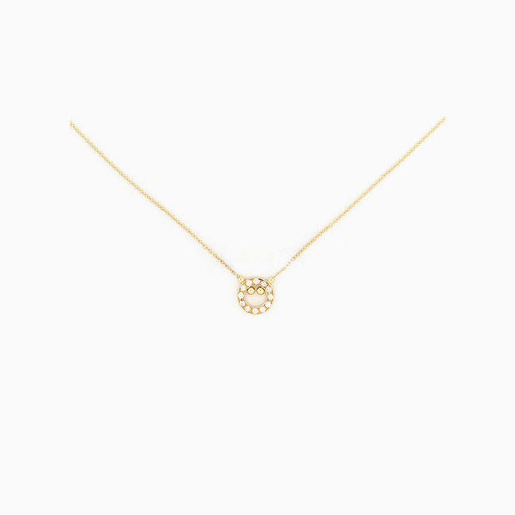 Gold Necklace With Diamond Circle Pendant