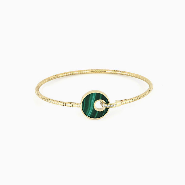 Green Malachite and Diamonds Bracelet