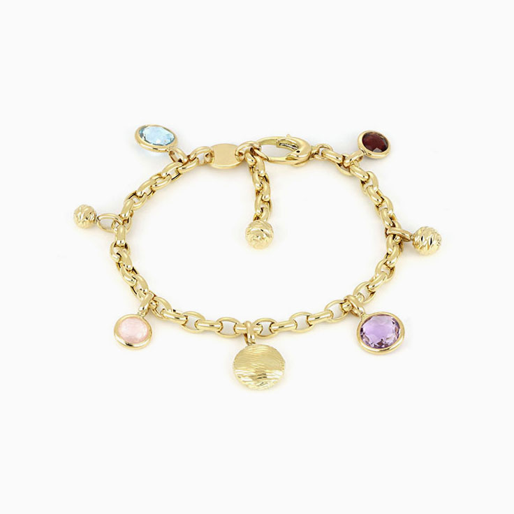 Multicoloured Gemstone Charm Bracelet