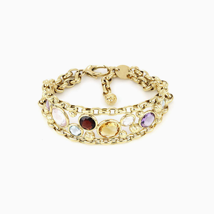 Multicoloured Gemstone Chain Bracelet