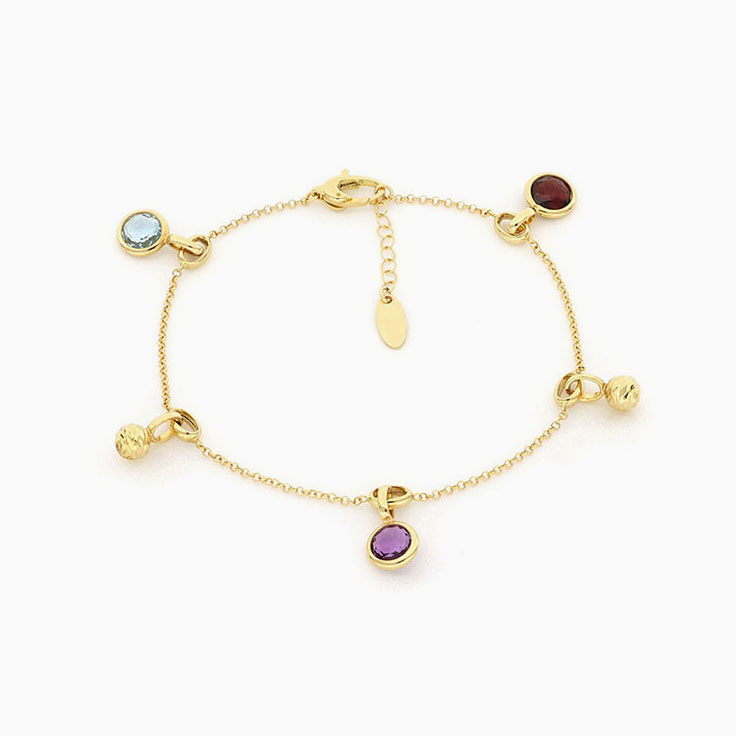 Multi Gemstone Charm Bracelet