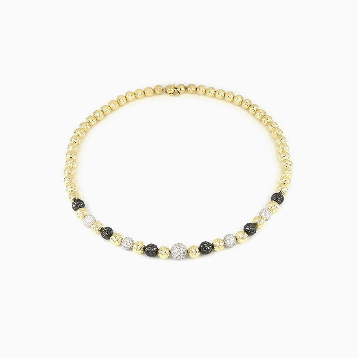 Black And White Diamond Graduated Sphere Necklace
