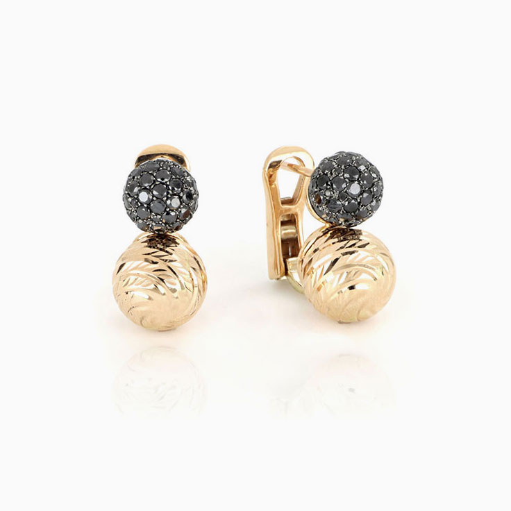 Black Diamond and Rose Gold Spherical Studs