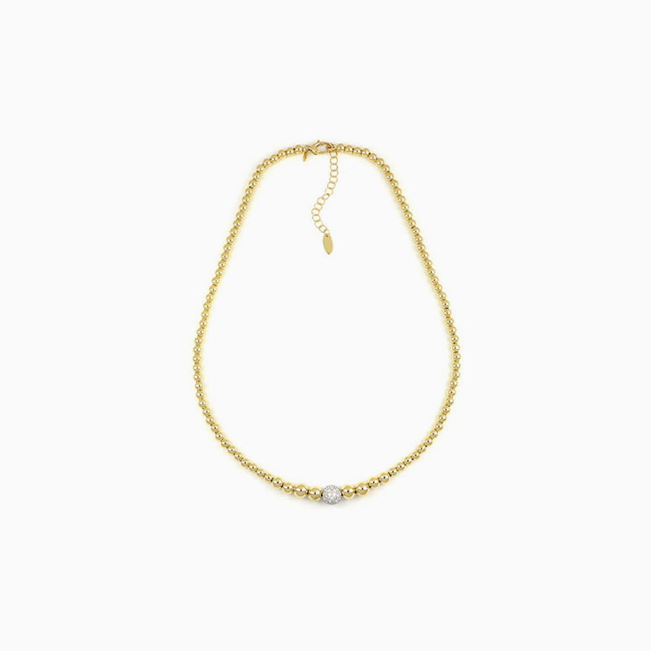 Gold And Diamond Sphered Necklace