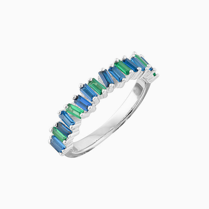 Multi colour baguette ring