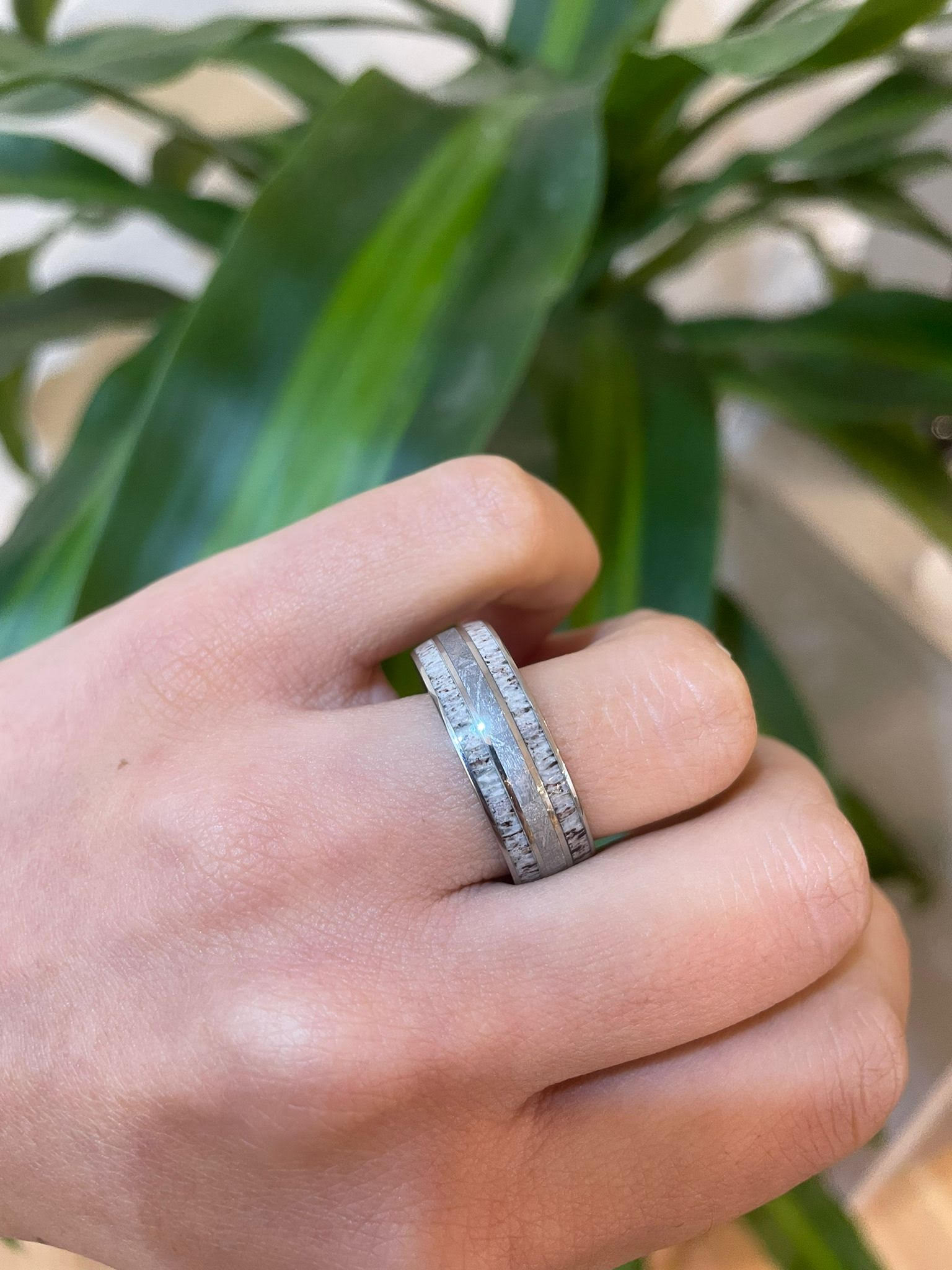 Unique mens meteorite ring