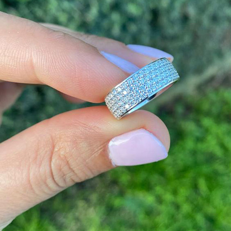 Four Row Diamond Wedding Band