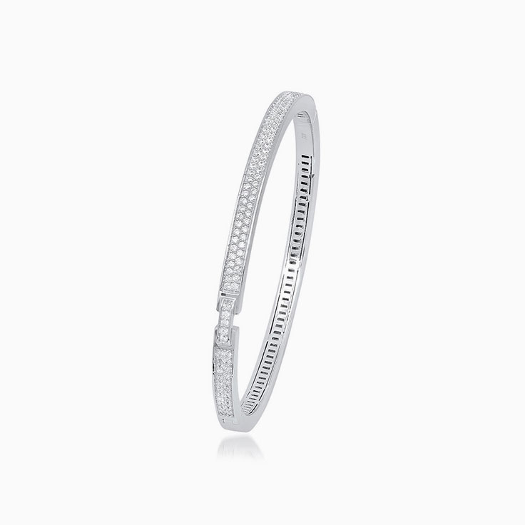 Two row pave diamond bangle