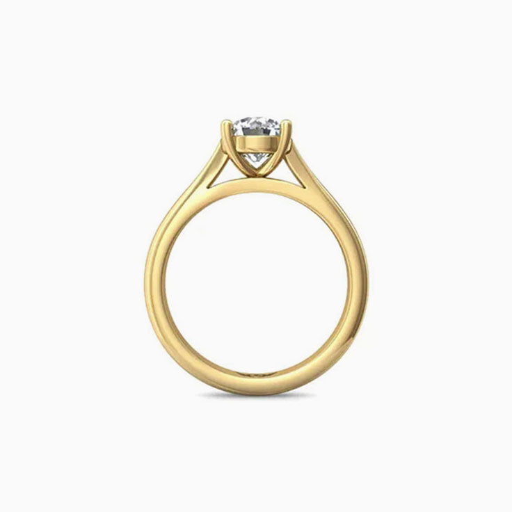 Solitaire Diamond Engagement Gold Band
