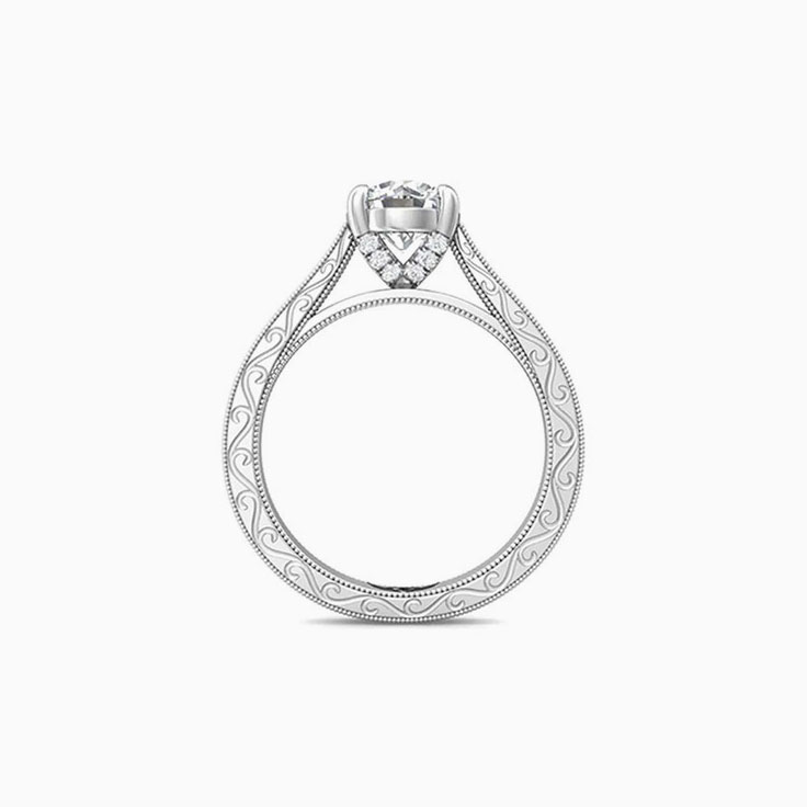 Classic Hand Engraved Solitaire Engagement Ring