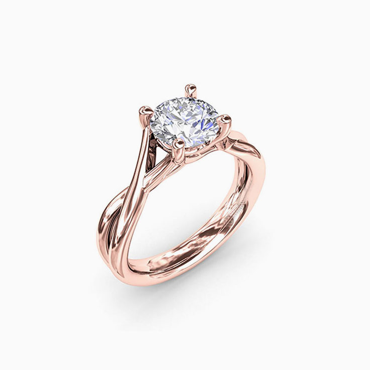 Classic Entwined Solitaire Diamond Gold Ring