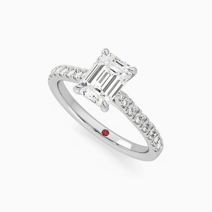 Emerald Cut Diamond Engagement Pave Ring