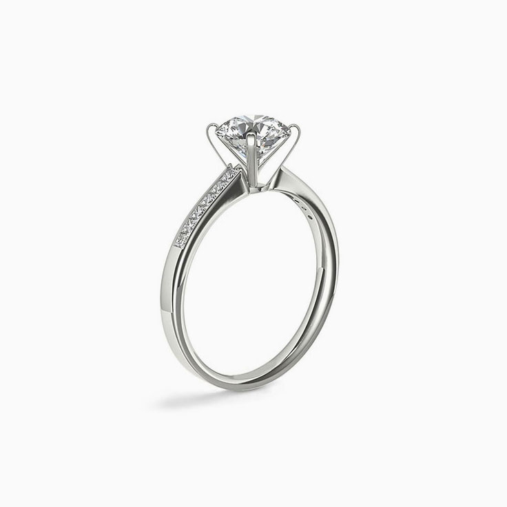 Brilliant Round Diamond Engagement Princess Cut Channel Ring