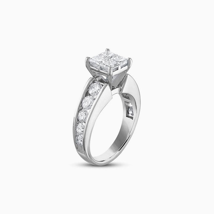 Classic Diamond Engagement Channel Ring