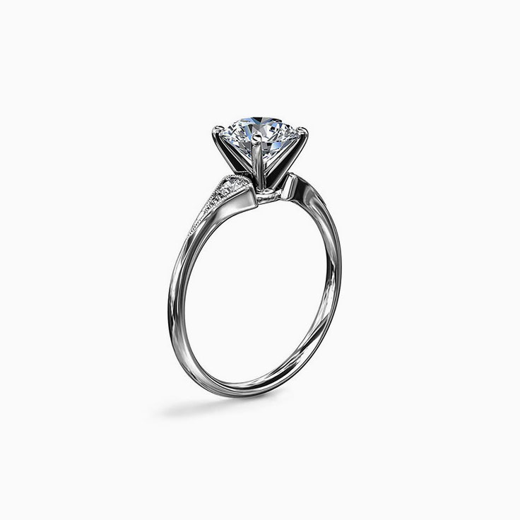 Sleek Diamond Milgrain Engagement Ring
