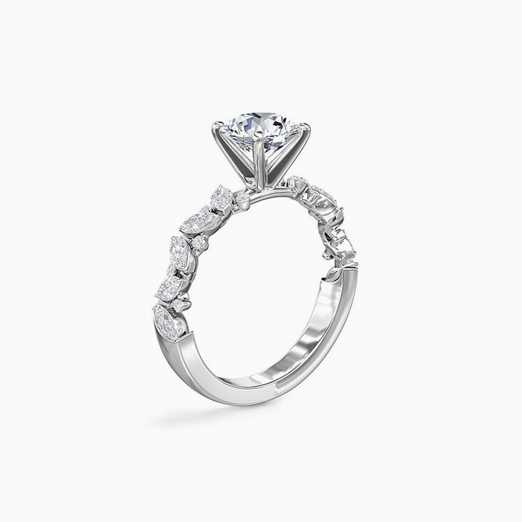 Marquise And Radiant Cut Diamond Engagement Ring