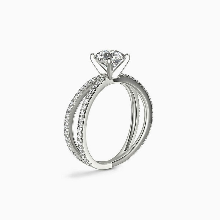 Radiant Cut Diamond Engagement Criss Cross Ring
