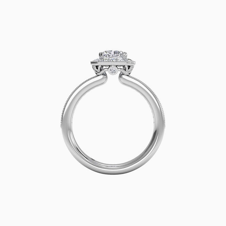 Radiant Cut Diamond Engagement Milgrain Edged Ring