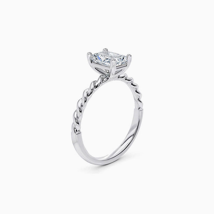 Classic Radiant Cut Diamond Engagement Rope Ring