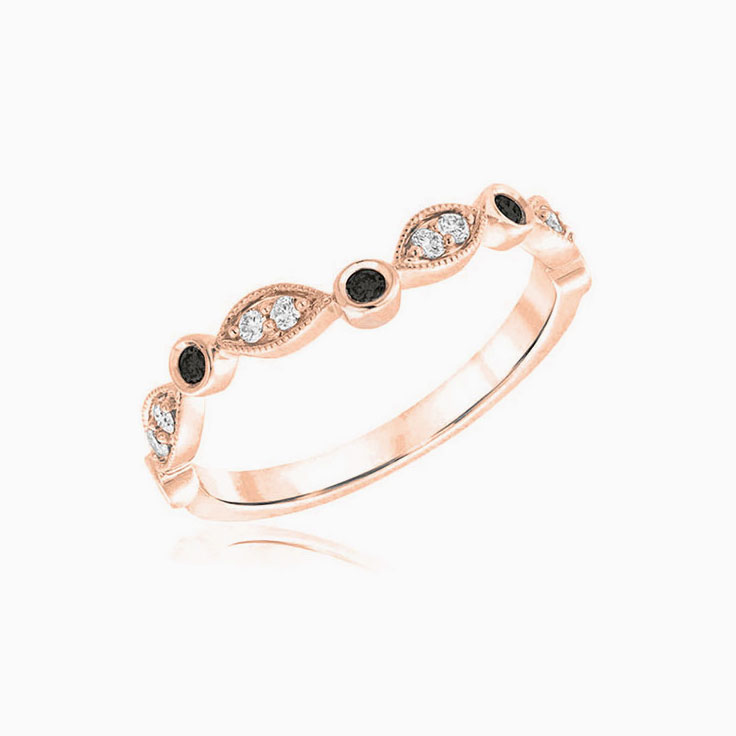 Black and White Curve Diamond Ring