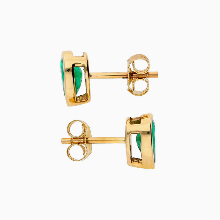Emerald Bezel Set Studs