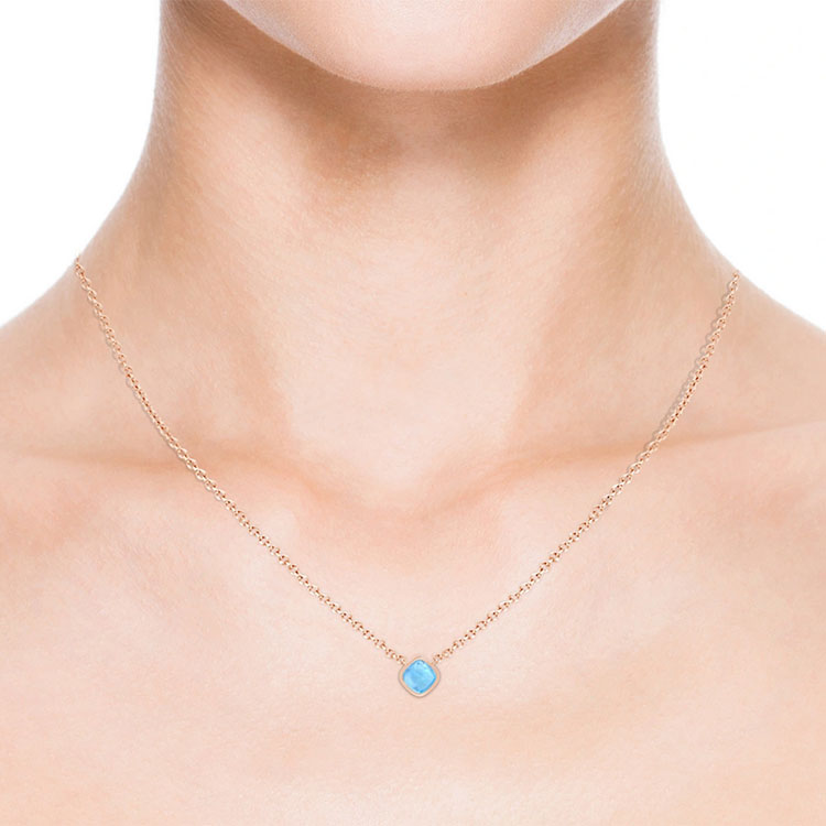 Bezel Set Blue Topaz Necklace