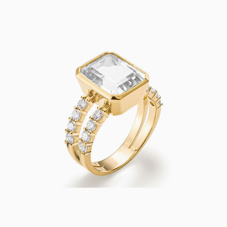 Gemstone Ring With Accented Diamonds