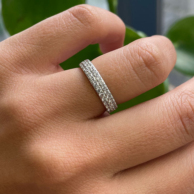 Double Row Pave Set Lab Diamond Ring B4102
